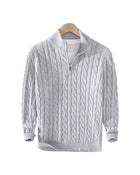 Quarter zipped Cable Knit Sweater