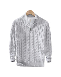 Quarter zipped Cable Knit Sweater