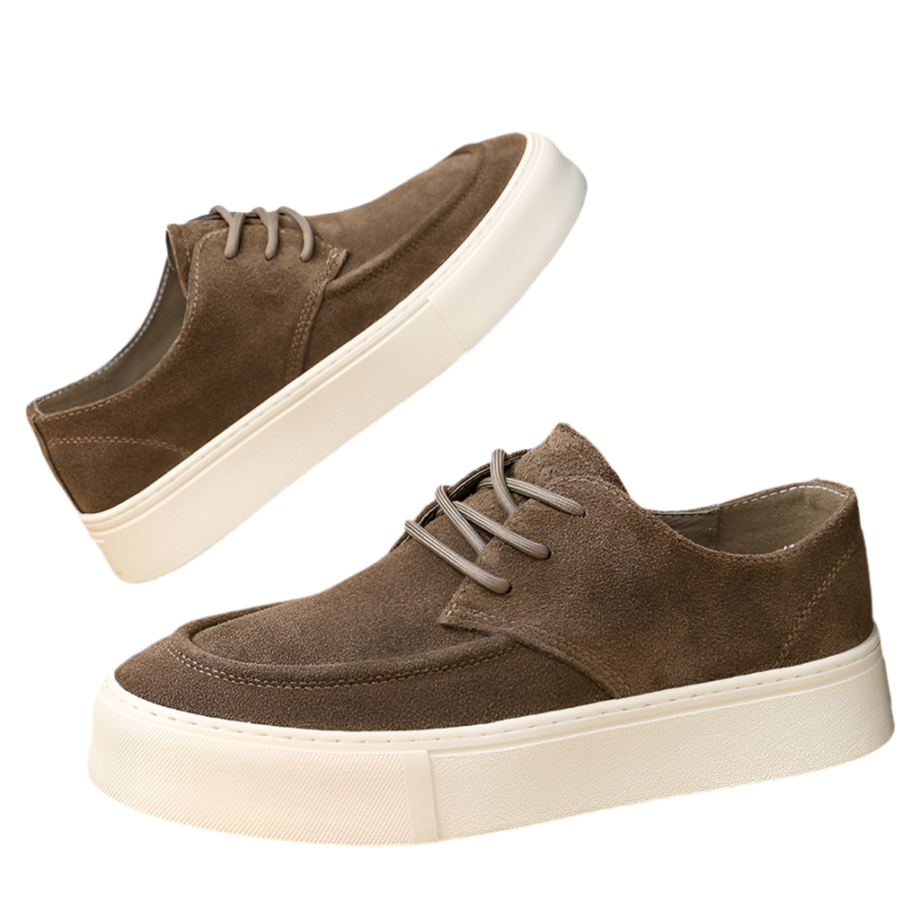 Taupe Suede Lace-Up Loafers