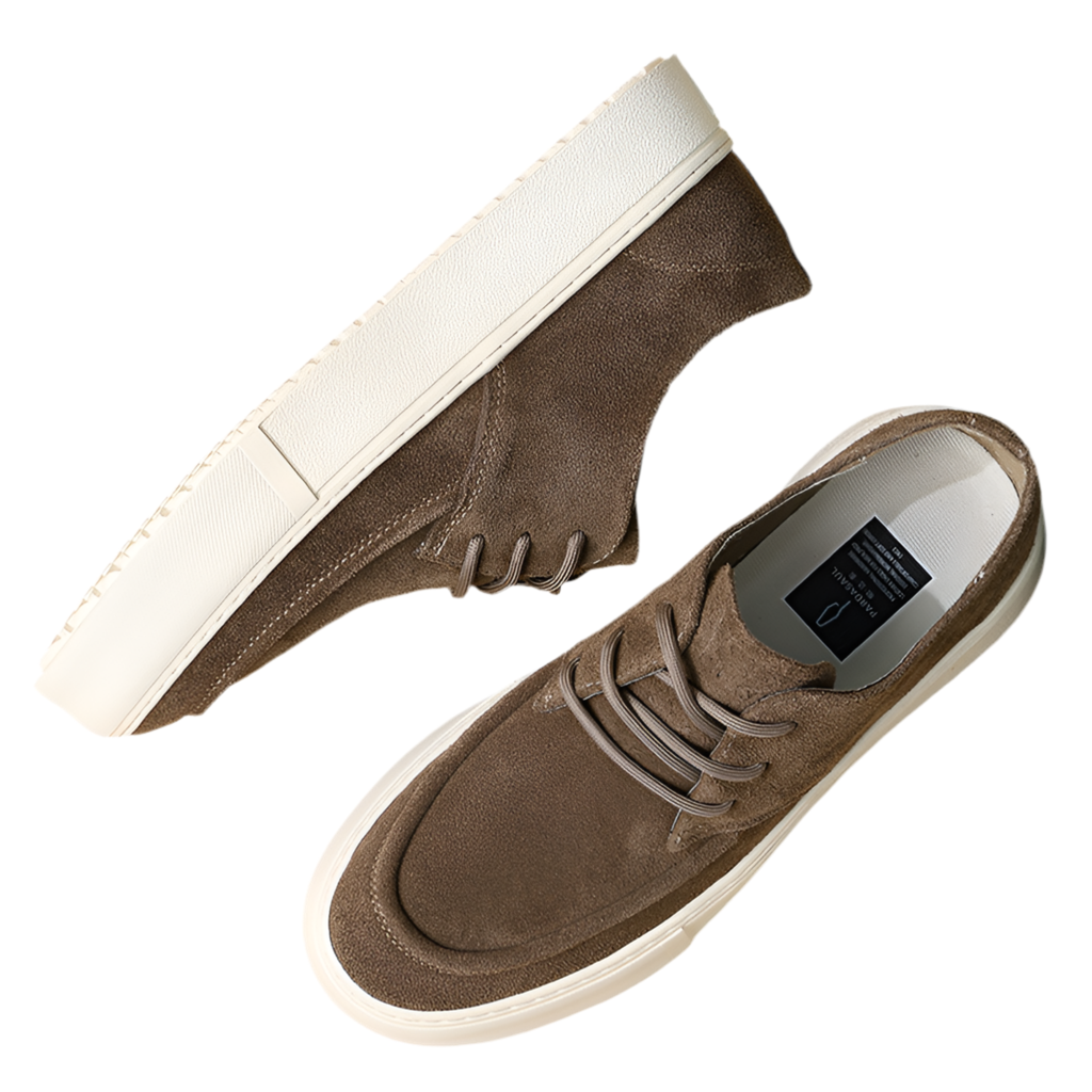 Taupe Suede Lace-Up Loafers